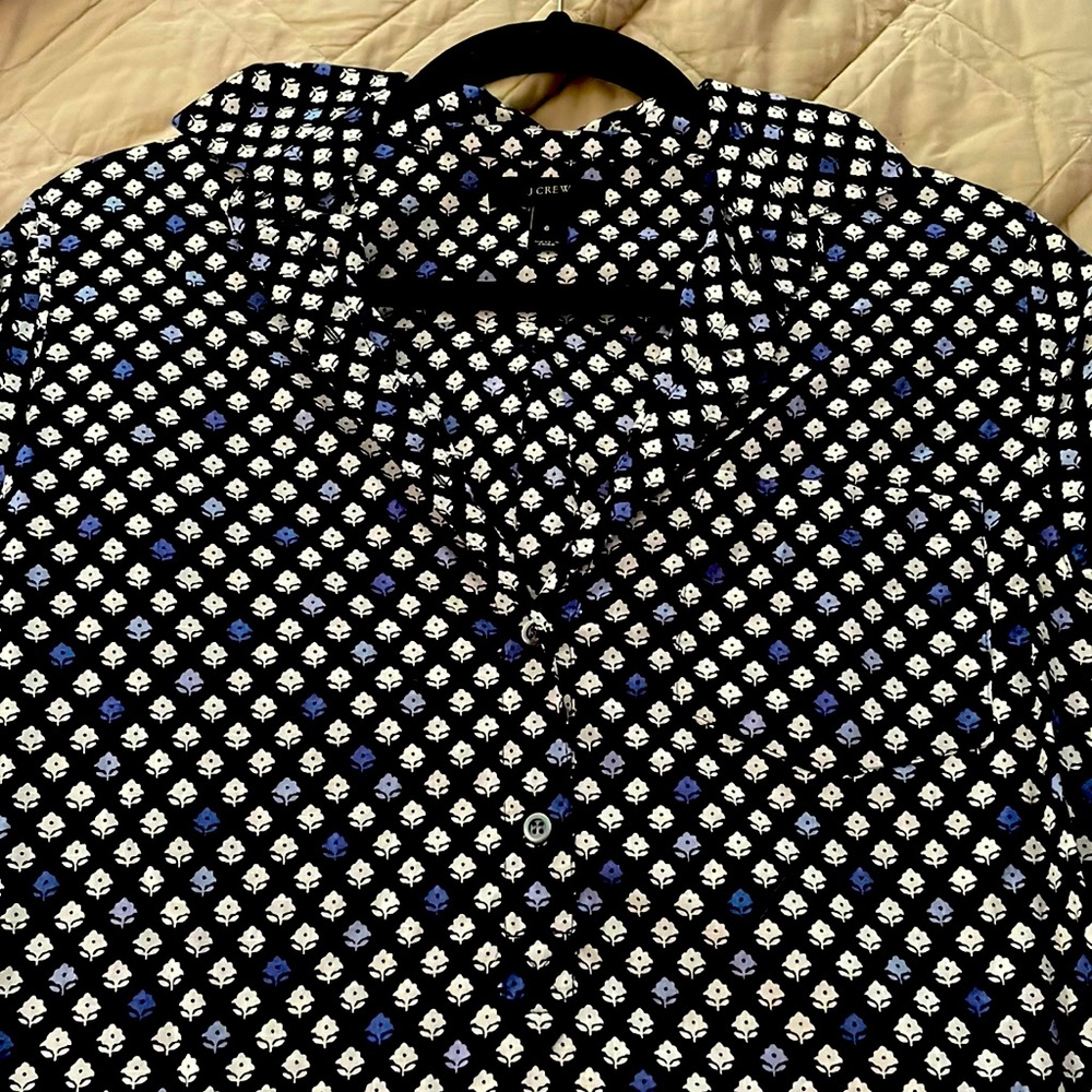 Long sleeve camp shirt, buttons come to about mid chest